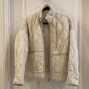 Zara Cream Quilted Bomber Jacket